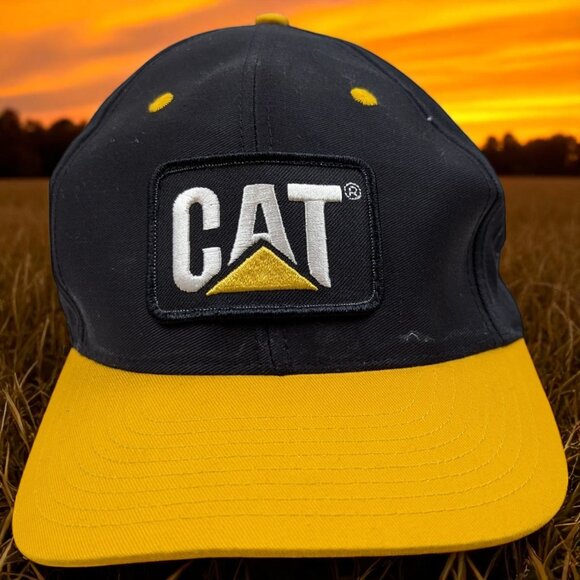Caterpillar Diesel Power CAT Equipment Vintage Patch Black‎ Cap Hat - Picture 1 of 11